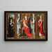 Triptychon der Jungfrau mit Kind mit Engeln, Spender und sein heiliger Patron Petrus Martyr und Hieronymus mit Löwe - Meister der Legende der Heiligen Lucia — gerahmtes Bild an der Wand