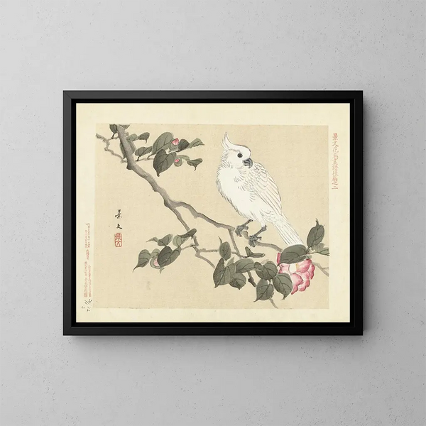 Camélia und Gelbkakadu mit Kamm - Matsumura Keibun — gerahmtes Bild an der Wand