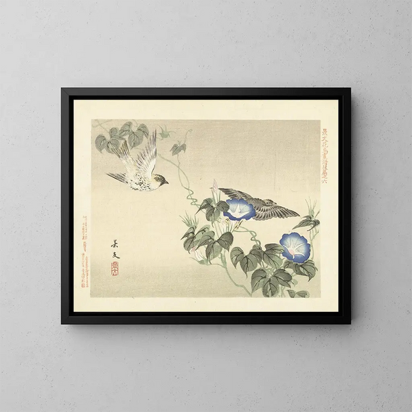 Liseron du Japon et sizerin flammé - Matsumura Keibun — gerahmtes Bild an der Wand