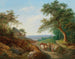 Ein Paar von Bauern mit einem Holzwagen in einer weiten Landschaft an der Donau - Matthias Rudolf Toma — Ansicht des Kunstwerks