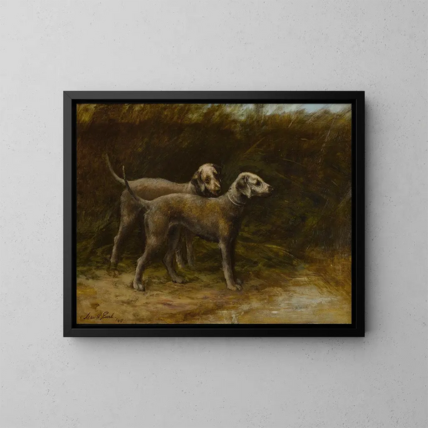 Zwei Bedlington Terrier - Maud Earl — gerahmtes Bild an der Wand