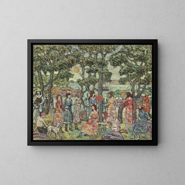 Landschaft mit Figuren - Maurice Prendergast — gerahmtes Bild an der Wand