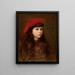 Portrait einer Mädchen mit rotem Hut - Maurycy Trębacz — gerahmtes Bild an der Wand