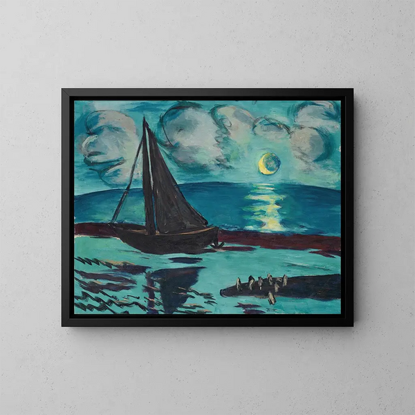 Nacht des Mondes am Meer - Max Beckmann — gerahmtes Bild an der Wand