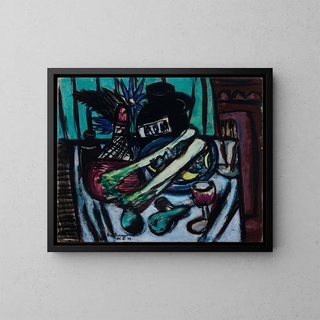Max Beckmann - Still Life with Chianti Bottle and Celery.webp