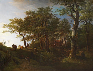 Max Joseph Wagenbauer - Lichte Waldlandschaft mit Vieh und Hirten.webp