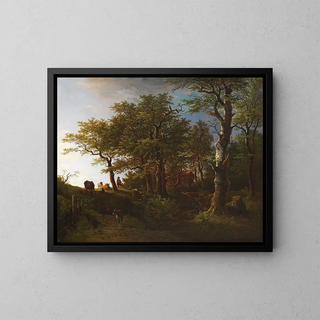 Max Joseph Wagenbauer - Lichte Waldlandschaft mit Vieh und Hirten.webp
