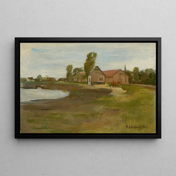 Max Liebermann - Dorfstrae in Militsch Landschaft mit Teich.webp