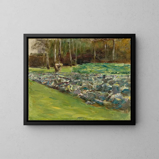 Mann im Kohlfeld im Wannsee-Garten - Max Liebermann — gerahmtes Bild an der Wand