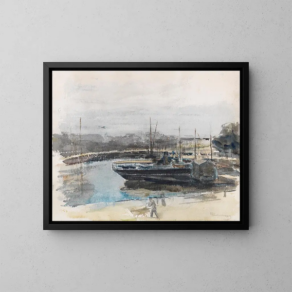 Quai à Hambourg - Max Liebermann — gerahmtes Bild an der Wand