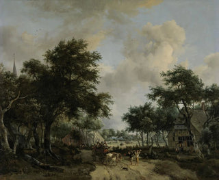 Meindert Hobbema - Wooded Landscape with Merrymakers in a Cart.webp
