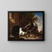 eines Huhns mit Pfauen und Truthahn - Melchior d'Hondecoeter — gerahmtes Bild an der Wand
