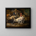 Stillleben mit einem Hahn - Melchior d'Hondecoeter — gerahmtes Bild an der Wand