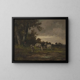 Micha Elwiro Andriolli - Sheep in the meadow at the forest edge.webp
