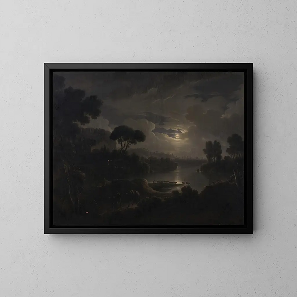 Italienisches idealisiertes Landschaftsgemälde bei Dämmerung - Michael Wutky — gerahmtes Bild an der Wand
