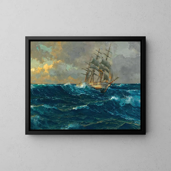 Drei-Master auf hoher See - Michael Zeno Diemer — gerahmtes Bild an der Wand