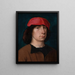 Ein junger Mann mit rotem Hut - Michel Sittow — gerahmtes Bild an der Wand