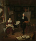 Portrait von Michiel Comans 1614-1687 Kalligraph, Graveur, Maler und Lehrer mit seiner dritten Ehefrau Elisabeth van der Mersche - Michiel van Musscher — Ansicht des Kunstwerks