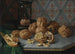 Naturstillleben mit Nüssen, Pfeife und Sanduhr auf einer grauen Marmorkante - Miguel Parra Abril — Ansicht des Kunstwerks