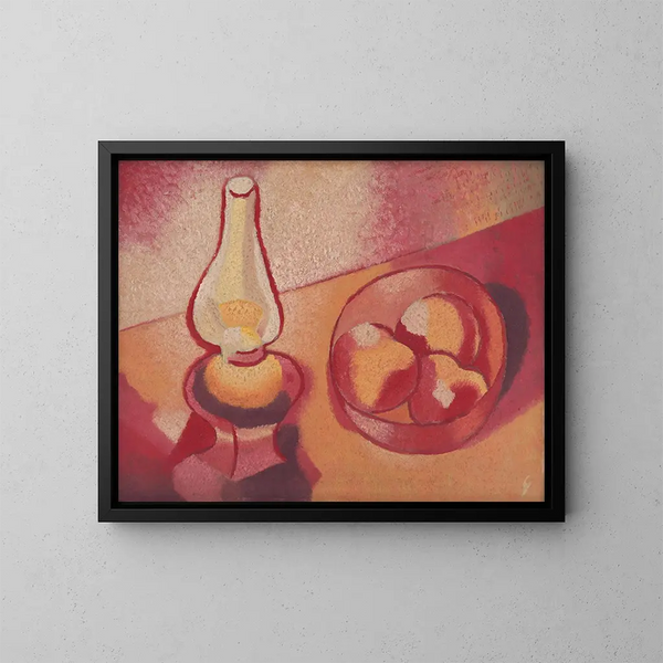 Stillleben mit einer Lampe - Mikuláš Galanda — gerahmtes Bild an der Wand