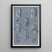 Blatt mit sechs Helmen, einem Stern, einer Lilie, einem heraldischen Glocke und drei Fruchttrauben - Monogrammist TA — gerahmtes Bild an der Wand