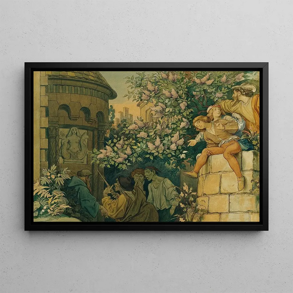 La belle Mélusine VI Les mauvaises langues - Moritz von Schwind — gerahmtes Bild an der Wand