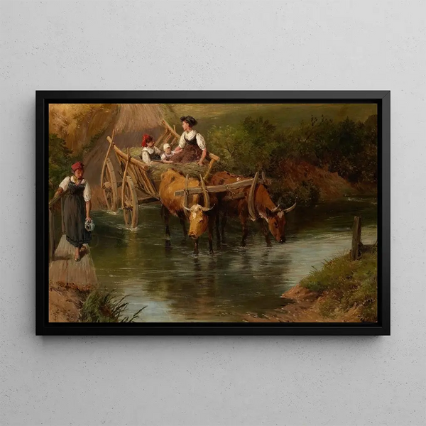 Traversée du gué - Myles Birket Foster — gerahmtes Bild an der Wand
