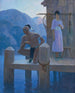 Sie fand Chingachgook beim Studium der Ufer des Sees, der Berge und des Himmels. - N. C. Wyeth — Ansicht des Kunstwerks