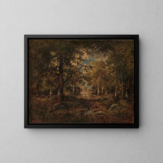 Eine Aussicht durch die Bäume von Fontainebleau - Narcisse Virgile Diaz de la Peña — gerahmtes Bild an der Wand