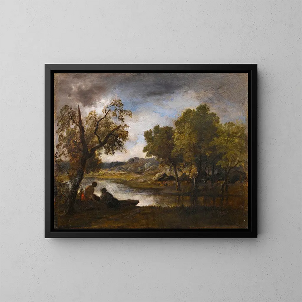 Zwei Badende am Seeufer - Narcisse Virgile Diaz de la Peña — gerahmtes Bild an der Wand