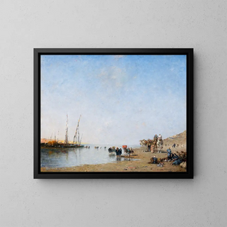 Narcisse Berchre - An Arab Caravan Resting near the Shore.webp
