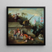 Naturstillleben mit Affe, Früchten und Blumen - Jean-Baptiste Oudry — gerahmtes Bild an der Wand