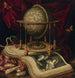 Vanitas-Kunstdruck mit einer Weltkugel, einem Buch, Muscheln, einer Schlange und Schmetterlingen - Carstian Luyckx — Ansicht des Kunstwerks