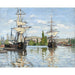 Reproduktion des Gemäldes Navires à cheval sur la Seine à Rouen de Claude Monet