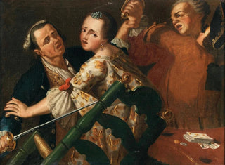 Eine Schlägerei während einer Kartenspielrunde - Neapolitanische Schule — Ansicht des Kunstwerks