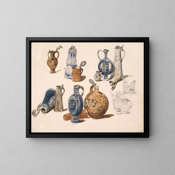 Krüge und Töpfe - Nicaise De Keyser — gerahmtes Bild an der Wand