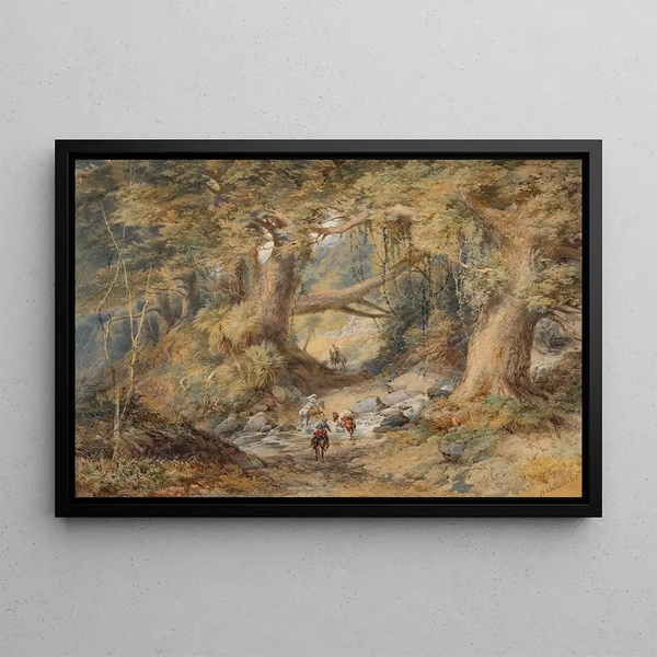 Traversée de la rivière Teremakau - Nicholas Chevalier — gerahmtes Bild an der Wand