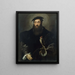 Portrait eines Gentlemans mit einem Falken - Niccolò dell'Abate — gerahmtes Bild an der Wand