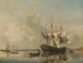 Die Kriegsschiff-Fregatte Rotterdam an der Maas bei Rotterdam - Nicolaas Baur — Ansicht des Kunstwerks