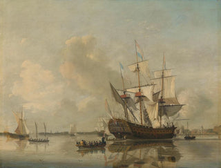 Nicolaas Baur - The Navys Frigate Rotterdam on the Maas off Rotterdam.webp
