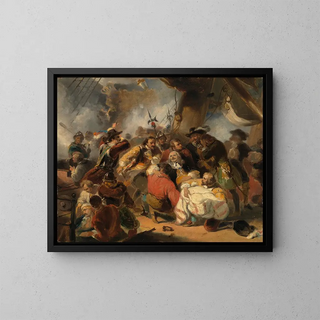 Nicolaas Pieneman - Michiel de Ruyter is mortally wounded in the battle of Etna Anno 1676.webp