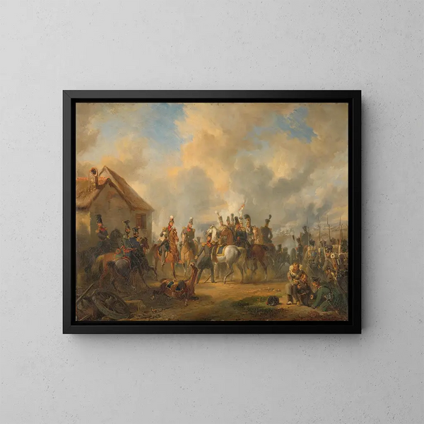 Die Schlacht bei Bautersem während der Zehn-Tage-Kampagne - Nicolaas Pieneman — gerahmtes Bild an der Wand