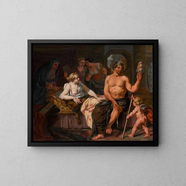 Hercule und Omphale - Nicolaas Verkolje — gerahmtes Bild an der Wand