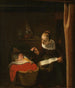 Junge Frau im Kinderbett - Nicolaes Maes — Ansicht des Kunstwerks