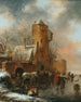 Ein Winterlandschaft mit einer befestigten Stadt - Nicolaes Molenaer — Ansicht des Kunstwerks