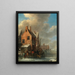 Ein Winterlandschaft mit Figuren auf einem gefrorenen Fluss - Nicolaes Molenaer — gerahmtes Bild an der Wand