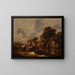 Flusslandschaft mit Dorfwänden und sich unterhaltenden Figuren im Vordergrund - Nicolaes Molenaer — gerahmtes Bild an der Wand