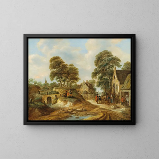 Nicolaes Molenaer - Travellers and peasants in front of an inn.webp