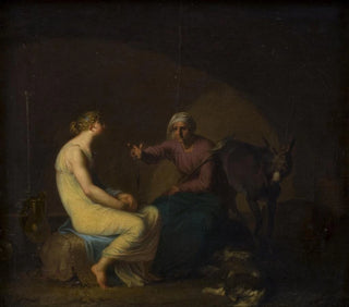 Die Hofdame des Königs erzählt dem jungen Mädchen den Mythos von Amor und Psyche, Motiv von Apuleius, Der goldene Esel - Nicolai Abildgaard — Ansicht des Kunstwerks