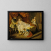 Der kleine Hund, der mit Silber und Edelsteinen schüttelt - Nicolas Lancret — gerahmtes Bild an der Wand